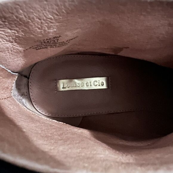 Louise Et Cie Black Leather Ankle Boots Size 7 M Modern Minimalist Contemporary - Picture 7 of 10